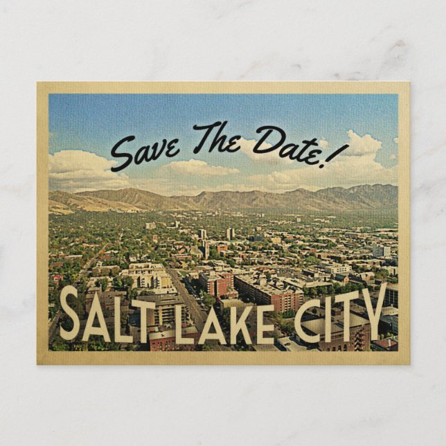 Salt Lake City Save The Date Utah Announcement Postcard (Front)