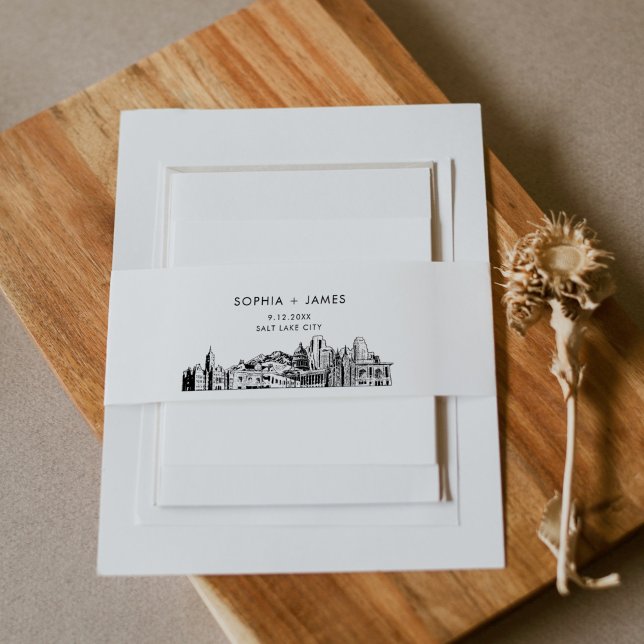 Salt Lake City Skyline Belly Band, 2"x11.5" Invitation Belly Band (Creator Uploaded)