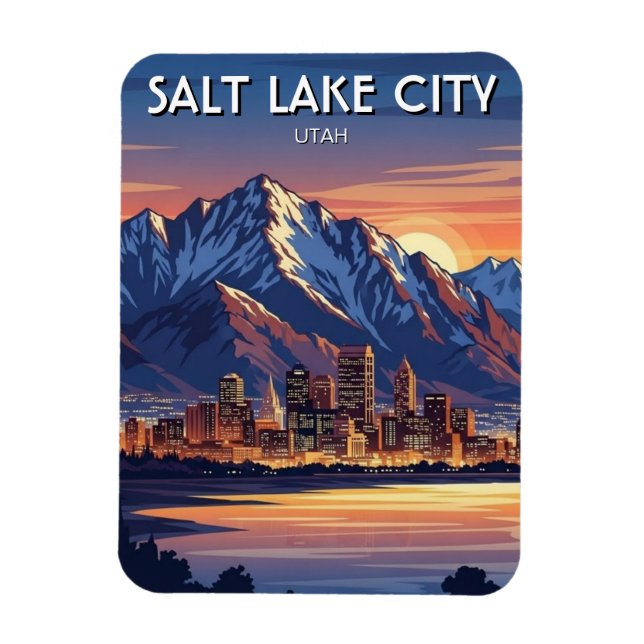 Salt Lake City Skyline Utah Magnet (Vertical)