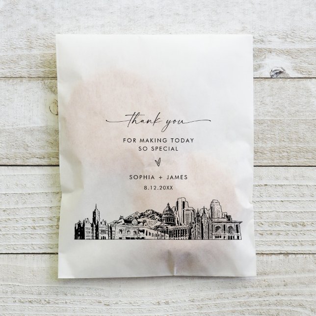 Salt Lake City Skyline Wedding Thank You  Favor Bag (Creator Uploaded)