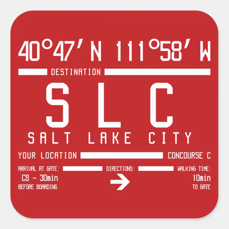 Salt Lake City SLC IATA Airport Code Square Sticker | Zazzle