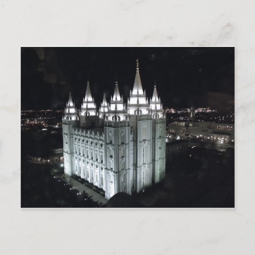 Salt Lake City Temple at night Postcard