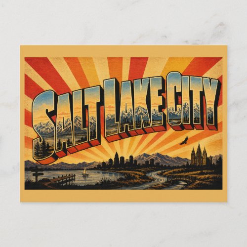 Salt Lake City UT Mountains Salt Lake Art Postcard