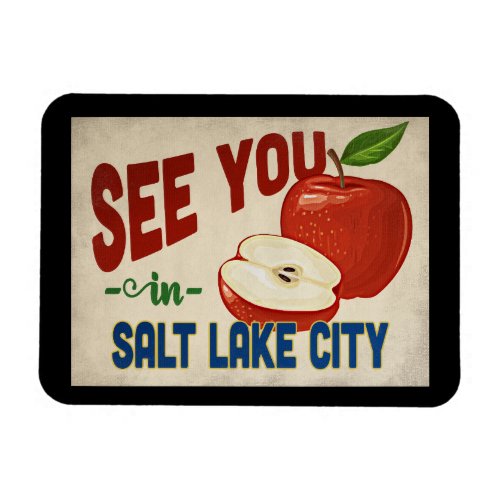 Salt Lake City Utah Apple _ Vintage Travel Magnet