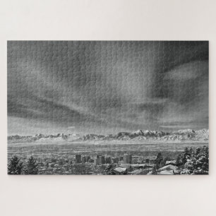 Salt Lake City, Utah Black and White -20x30 inch Jigsaw Puzzle