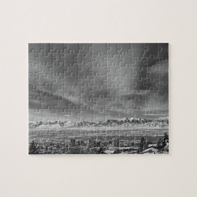 Salt Lake City, Utah - Black and White - 8x10 inch Jigsaw Puzzle (Horizontal)
