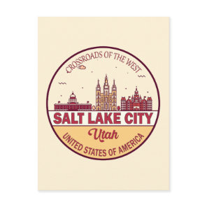 Salt Lake City Utah City Skyline Emblem Postcard