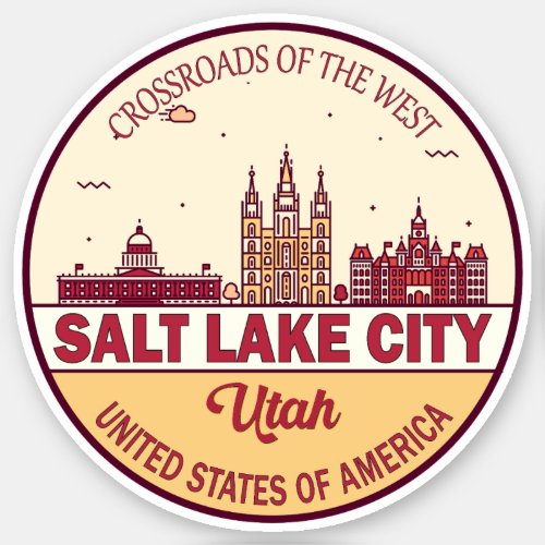 Salt Lake City Utah City Skyline Emblem Sticker