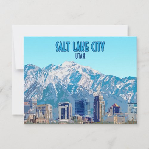Salt Lake City Utah Downtown Vintage Flat Card