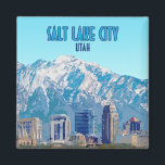 Salt Lake City Utah Downtown Vintage Magnet<br><div class="desc">Display the buildings of downtown and mountains in Salt Lake City,  Utah,  USA on a magnet in your home as a memento of one of America's greatest sites!</div>