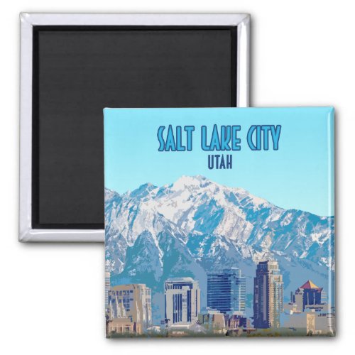 Salt Lake City Utah Downtown Vintage Magnet