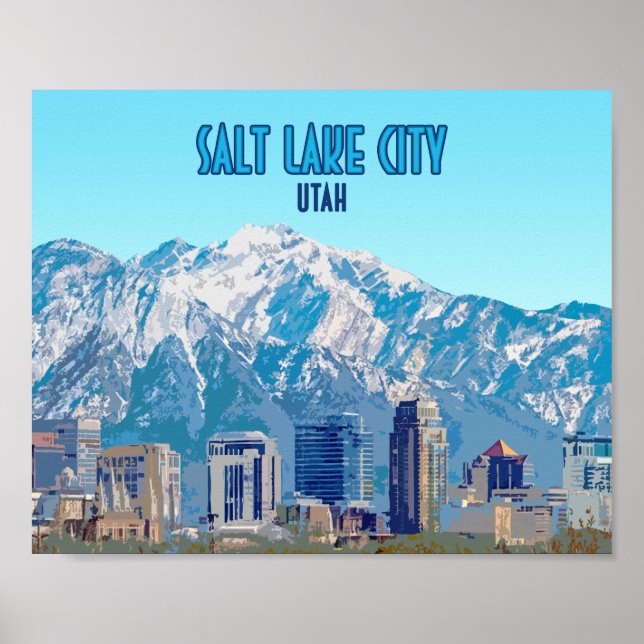Salt Lake City Utah Downtown Vintage Poster (Front)