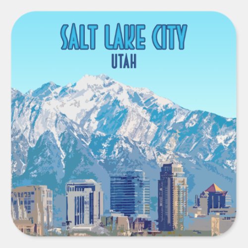 Salt Lake City Utah Downtown Vintage Square Sticker