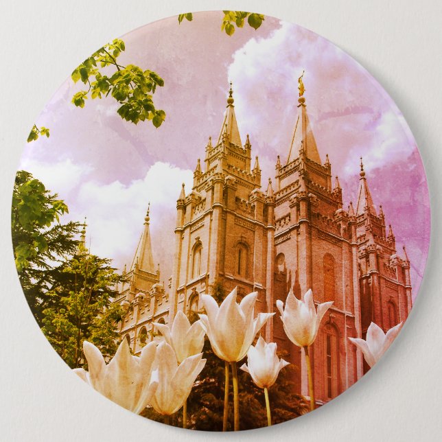 Salt Lake City, Utah Mormon Temple Button (Front)