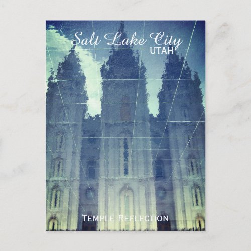 Salt Lake City Utah Mormon Temple Reflection Postcard
