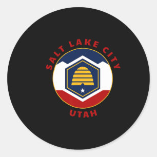 Salt Lake City Utah New Ut Flag Beehive Vacation S Classic Round Sticker