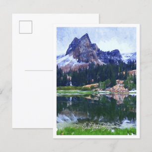 Salt Lake City Utah Oil Paint City Landscape Postcard