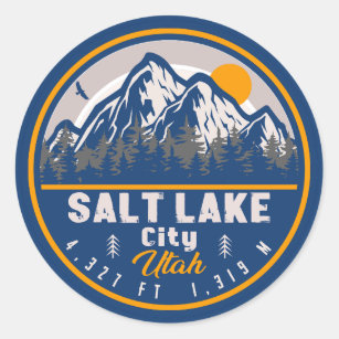Salt Lake City Utah Retro Sunset Souvenirs 60s Classic Round Sticker