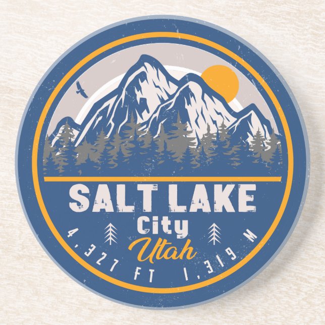 Salt Lake City Utah Retro Sunset Souvenirs 60s Coaster (Front)