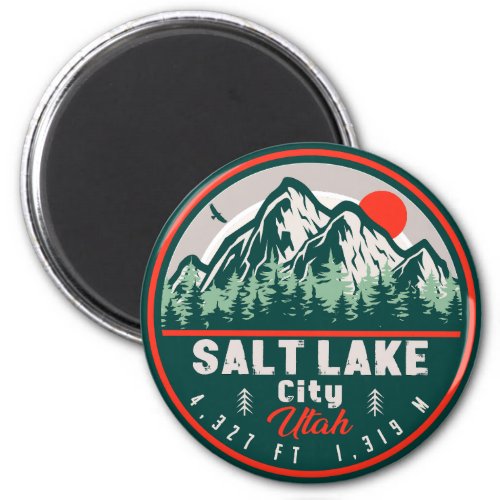 Salt Lake City Utah Retro Sunset Souvenirs 60s Magnet