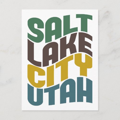 Salt Lake City Utah Retro Wave Postcard