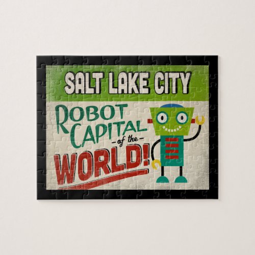 Salt Lake City Utah Robot _ Funny Vintage Jigsaw Puzzle