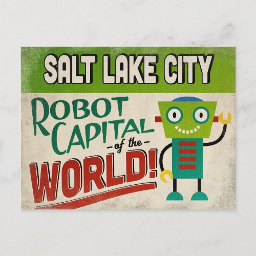 Salt Lake City Utah Robot _ Funny Vintage Postcard