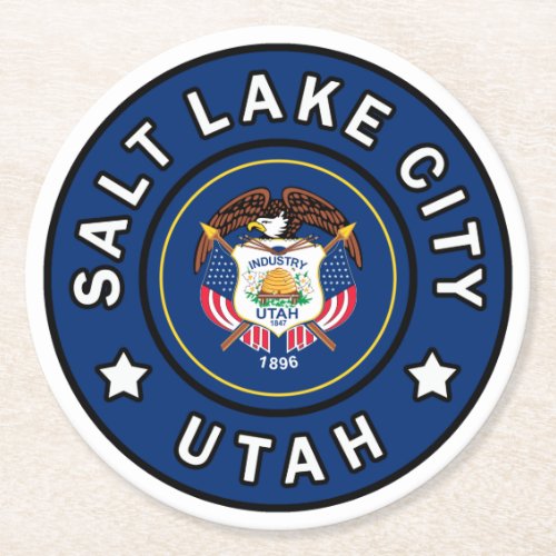 Salt Lake City Utah Round Paper Coaster
