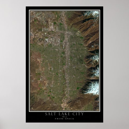Salt Lake City Utah Satellite Poster Map
