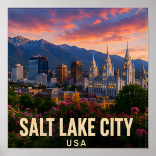 Salt Lake City Utah Scenic Valley Travel Poster
