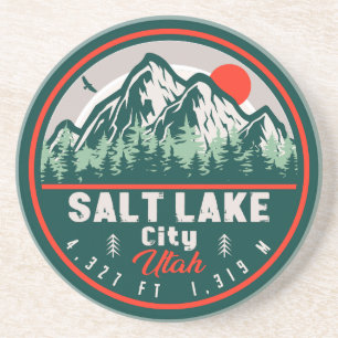 Salt Lake City Utah Ski Souvenir Retro Vintage 80s Coaster