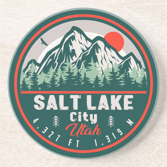 Salt Lake City Utah Ski Souvenir Retro Vintage 80s Coaster (Front)
