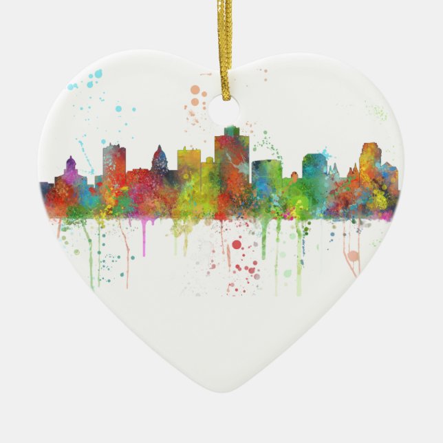 SALT LAKE CITY, UTAH SKYLINE CERAMIC ORNAMENT (Front)