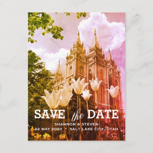 Salt Lake City Utah Temple Wedding Save the Date Announcement Postcard