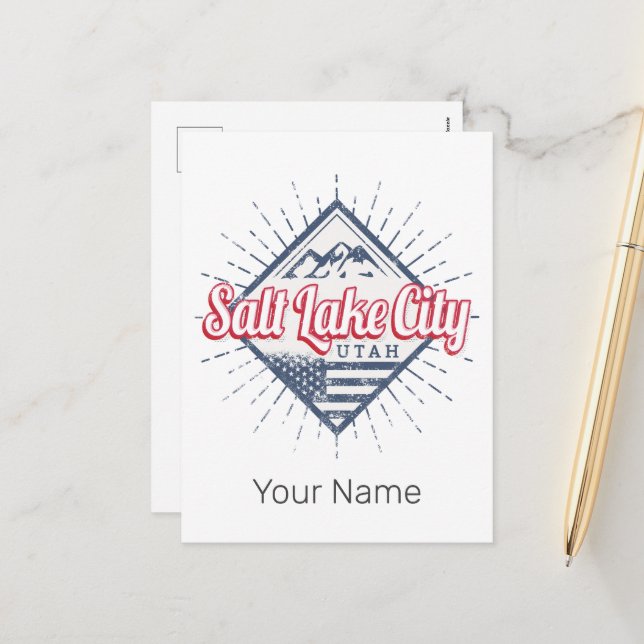 Salt Lake City Utah United States Mountains USA Holiday Postcard (Front/Back In Situ)