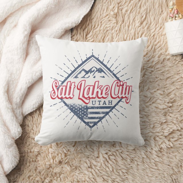 Salt Lake City Utah United States Mountains USA Throw Pillow (Blanket)