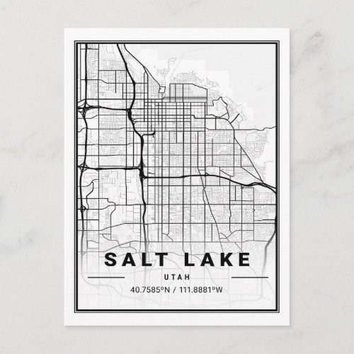 Salt Lake City Utah USA Travel City Map Postcard