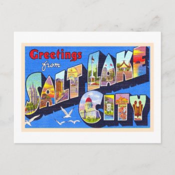 Salt Lake City Utah Vintage Large Letter Postcard by AmericanTravelogue at Zazzle