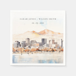 Salt Lake City, Utah Watercolor Landscape Wedding Napkins