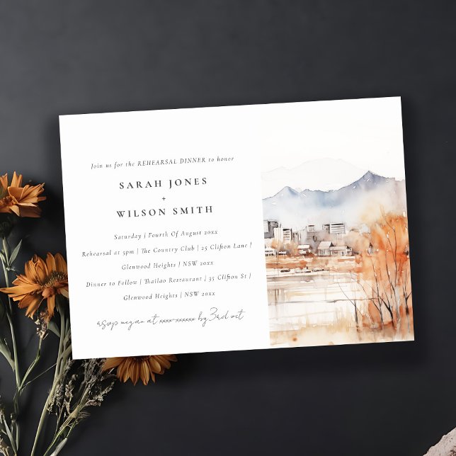 Salt Lake City Utah Watercolor Rehearsal Dinner Invitation (Creator Uploaded)