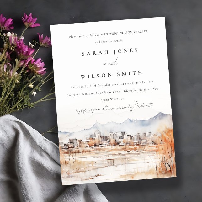 Salt Lake City Utah Watercolor Wedding Anniversary Invitation (Creator Uploaded)