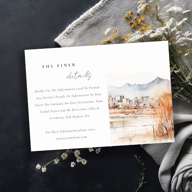 Salt Lake City Utah Watercolor Wedding Detail Enclosure Card (Creator Uploaded)