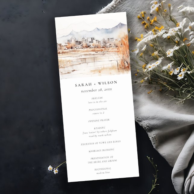 Salt Lake City Utah Watercolor Wedding Program (Creator Uploaded)