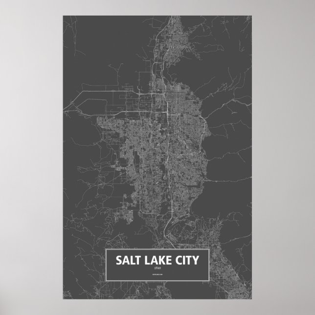 Salt Lake City, Utah (white on black) Poster (Front)