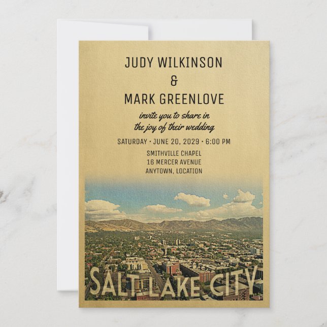 Salt Lake City Wedding Invitation Utah (Front)