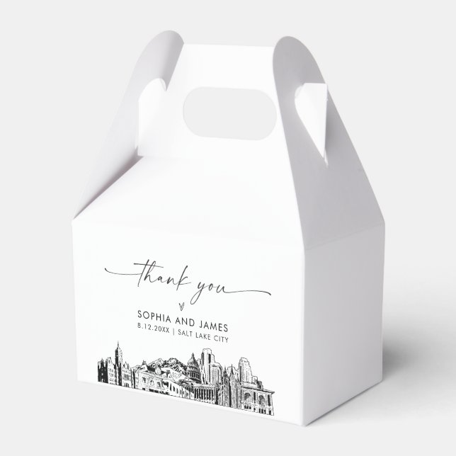 Salt Lake City Wedding Personalized Favor Box (Front Side)