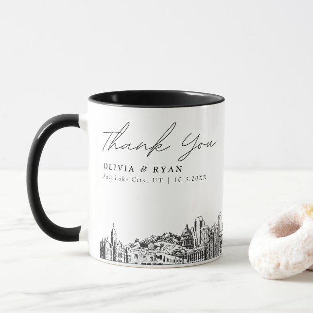 Salt Lake City Wedding Simple Custom Coffee Mug (With Donut)