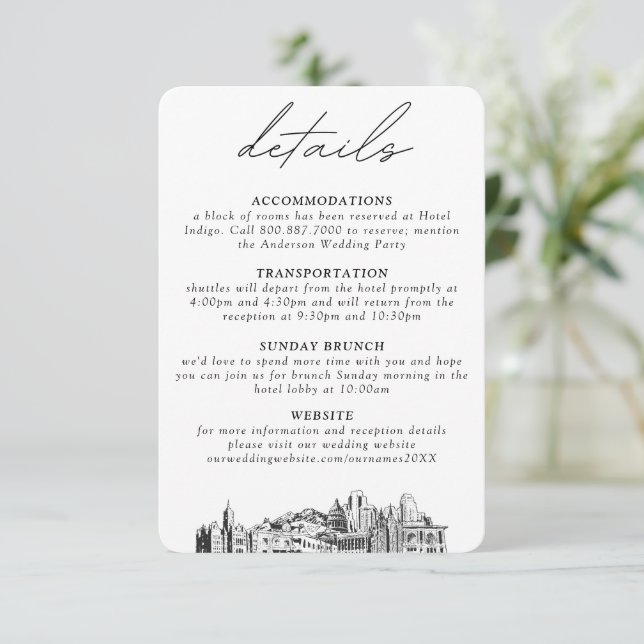 Salt Lake City Wedding Small Vertical Details Enclosure Card (Standing Front)