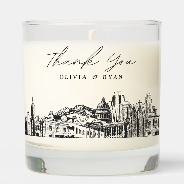 Salt Lake City Wedding Thank You Gift Candle (Front)