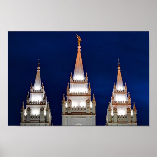 Salt Lake LDS Mormon Temple at Night Poster